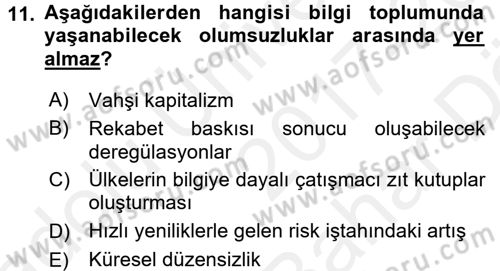 Bilgi Ekonomisi Dersi 2017 - 2018 Yılı (Vize) Ara Sınav Soruları 11. Soru