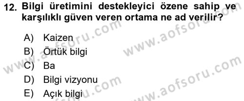 Bilgi Ekonomisi Dersi 2017 - 2018 Yılı (Vize) Ara Sınav Soruları 12. Soru
