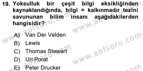 Bilgi Ekonomisi Dersi 2017 - 2018 Yılı (Vize) Ara Sınav Soruları 19. Soru