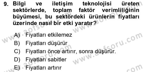 Bilgi Ekonomisi Dersi 2017 - 2018 Yılı (Vize) Ara Sınav Soruları 9. Soru