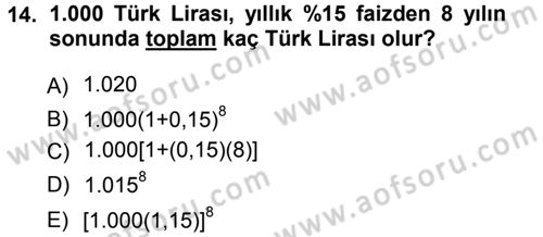 Matematiksel İktisat Dersi Ara Sınavı Deneme Sınav Soruları 14. Soru