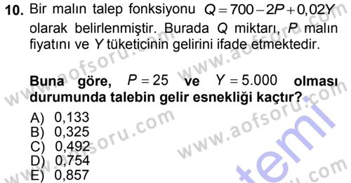 Matematiksel İktisat Dersi 2012 - 2013 Yılı (Final) Dönem Sonu Sınav Soruları 10. Soru