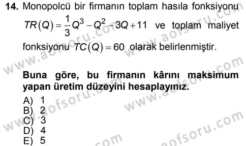 Matematiksel İktisat Dersi 2012 - 2013 Yılı (Final) Dönem Sonu Sınav Soruları 14. Soru