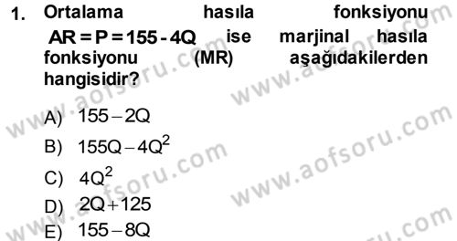 Matematiksel İktisat Dersi 2013 - 2014 Yılı (Vize) Ara Sınav Soruları 1. Soru