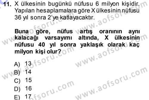 Matematiksel İktisat Dersi Ara Sınavı Deneme Sınav Soruları 11. Soru