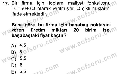 Matematiksel İktisat Dersi 2013 - 2014 Yılı (Vize) Ara Sınav Soruları 17. Soru