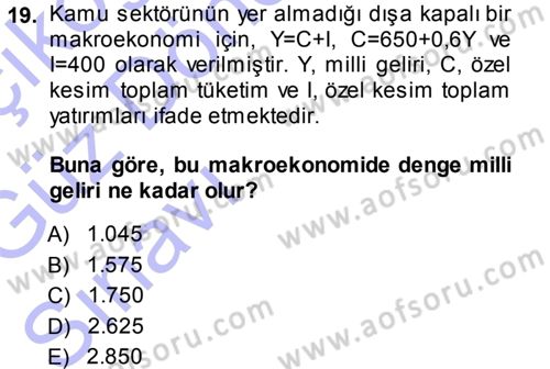 Matematiksel İktisat Dersi 2013 - 2014 Yılı (Vize) Ara Sınav Soruları 19. Soru