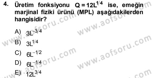 Matematiksel İktisat Dersi 2013 - 2014 Yılı (Vize) Ara Sınav Soruları 4. Soru