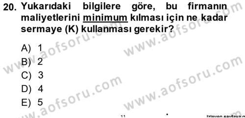 Matematiksel İktisat Dersi 2013 - 2014 Yılı (Final) Dönem Sonu Sınav Soruları 20. Soru