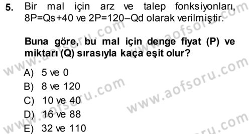 Matematiksel İktisat Dersi 2013 - 2014 Yılı (Final) Dönem Sonu Sınav Soruları 5. Soru