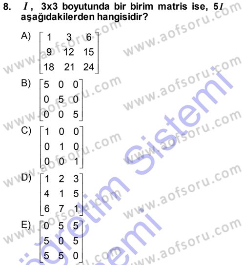 Matematiksel İktisat Dersi 2013 - 2014 Yılı (Final) Dönem Sonu Sınav Soruları 8. Soru