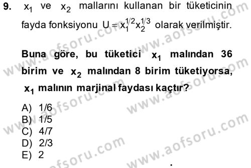 Matematiksel İktisat Dersi 2013 - 2014 Yılı (Final) Dönem Sonu Sınav Soruları 9. Soru
