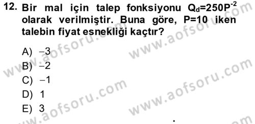 Matematiksel İktisat Dersi Ara Sınavı Deneme Sınav Soruları 12. Soru