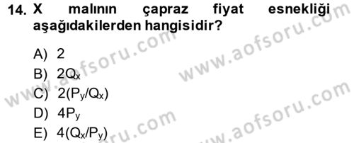 Matematiksel İktisat Dersi Ara Sınavı Deneme Sınav Soruları 14. Soru