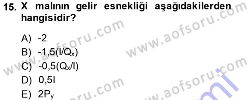 Matematiksel İktisat Dersi Ara Sınavı Deneme Sınav Soruları 15. Soru
