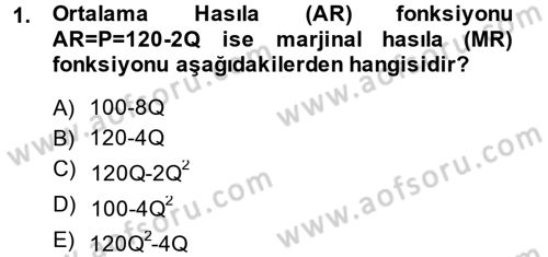 Matematiksel İktisat Dersi 2014 - 2015 Yılı (Final) Dönem Sonu Sınav Soruları 1. Soru