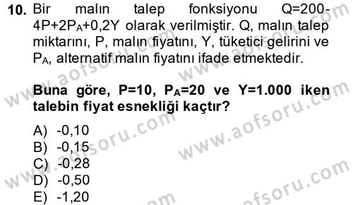 Matematiksel İktisat Dersi 2014 - 2015 Yılı (Final) Dönem Sonu Sınav Soruları 10. Soru