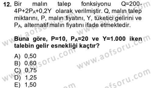 Matematiksel İktisat Dersi 2014 - 2015 Yılı (Final) Dönem Sonu Sınav Soruları 12. Soru