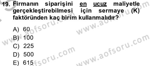 Matematiksel İktisat Dersi 2014 - 2015 Yılı (Final) Dönem Sonu Sınav Soruları 19. Soru