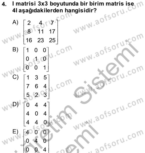 Matematiksel İktisat Dersi 2014 - 2015 Yılı (Final) Dönem Sonu Sınav Soruları 4. Soru