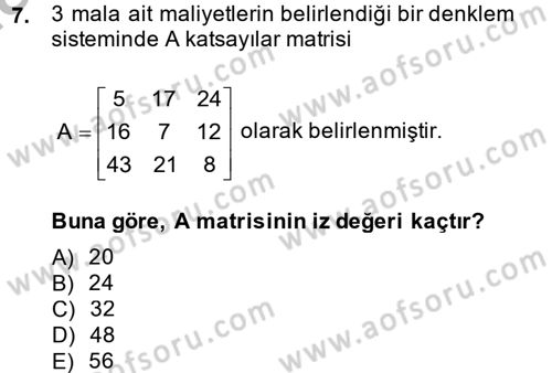 Matematiksel İktisat Dersi 2014 - 2015 Yılı (Final) Dönem Sonu Sınav Soruları 7. Soru