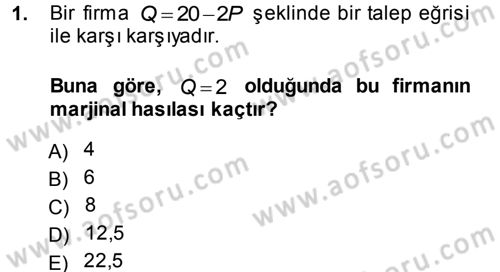 Matematiksel İktisat Dersi 2014 - 2015 Yılı Tek Ders Sınav Soruları 1. Soru