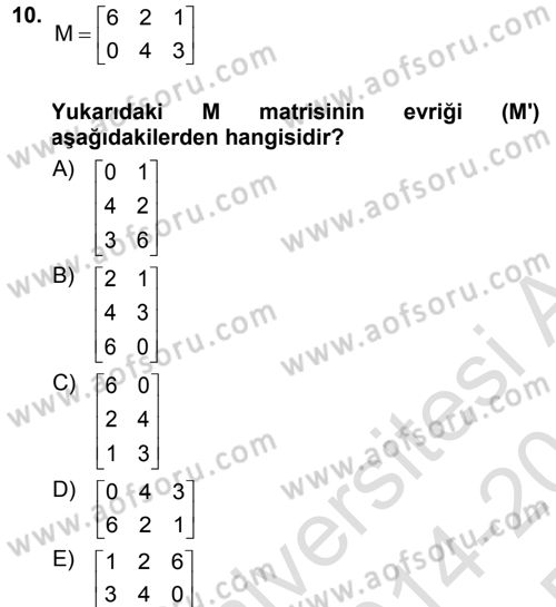 Matematiksel İktisat Dersi 2014 - 2015 Yılı Tek Ders Sınav Soruları 10. Soru