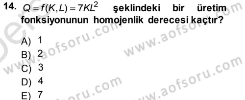 Matematiksel İktisat Dersi 2014 - 2015 Yılı Tek Ders Sınav Soruları 14. Soru