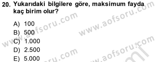 Matematiksel İktisat Dersi 2014 - 2015 Yılı Tek Ders Sınav Soruları 20. Soru