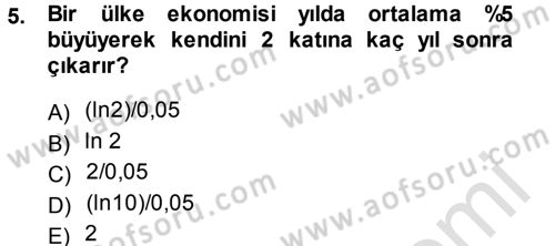 Matematiksel İktisat Dersi 2014 - 2015 Yılı Tek Ders Sınav Soruları 5. Soru
