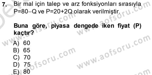 Matematiksel İktisat Dersi 2014 - 2015 Yılı Tek Ders Sınav Soruları 7. Soru