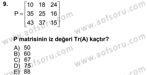 Matematiksel İktisat Dersi 2014 - 2015 Yılı Tek Ders Sınav Soruları 9. Soru