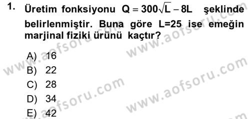 Matematiksel İktisat Dersi 2015 - 2016 Yılı (Vize) Ara Sınav Soruları 1. Soru