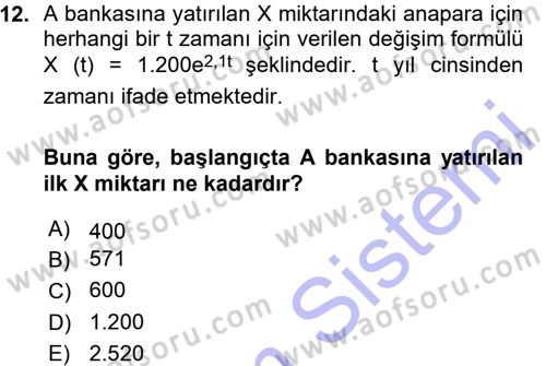 Matematiksel İktisat Dersi 2015 - 2016 Yılı (Vize) Ara Sınav Soruları 12. Soru