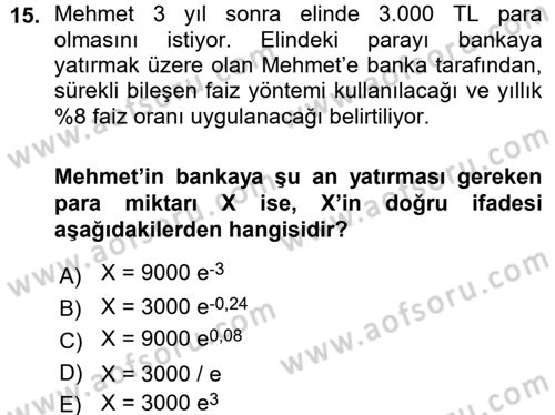 Matematiksel İktisat Dersi Ara Sınavı Deneme Sınav Soruları 15. Soru