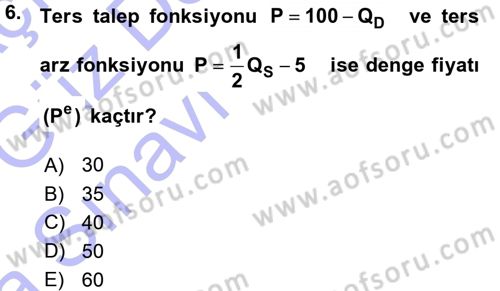 Matematiksel İktisat Dersi Ara Sınavı Deneme Sınav Soruları 6. Soru
