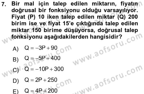Matematiksel İktisat Dersi 2015 - 2016 Yılı (Vize) Ara Sınav Soruları 7. Soru
