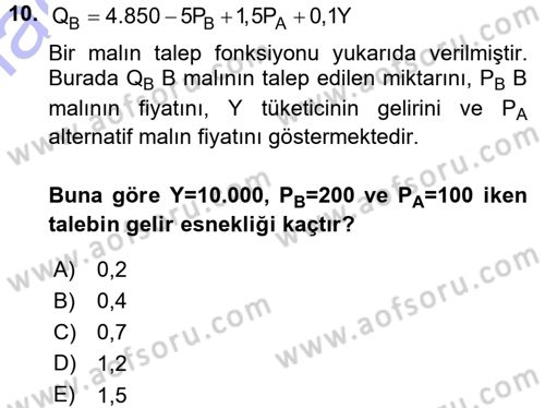 Matematiksel İktisat Dersi 2015 - 2016 Yılı (Final) Dönem Sonu Sınav Soruları 10. Soru