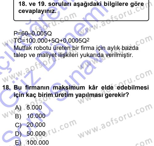 Matematiksel İktisat Dersi 2015 - 2016 Yılı (Final) Dönem Sonu Sınav Soruları 18. Soru