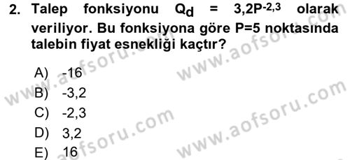 Matematiksel İktisat Dersi 2015 - 2016 Yılı (Final) Dönem Sonu Sınav Soruları 2. Soru