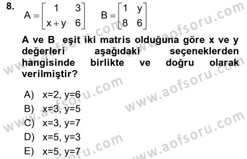 Matematiksel İktisat Dersi 2015 - 2016 Yılı (Final) Dönem Sonu Sınav Soruları 8. Soru