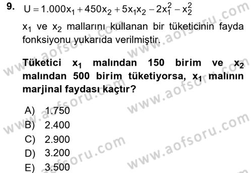 Matematiksel İktisat Dersi 2015 - 2016 Yılı (Final) Dönem Sonu Sınav Soruları 9. Soru