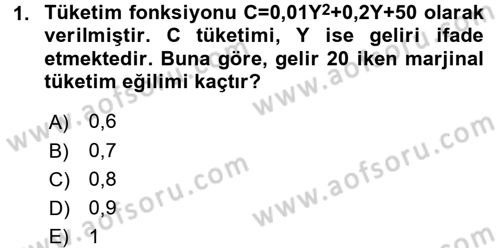 Matematiksel İktisat Dersi 2015 - 2016 Yılı Tek Ders Sınav Soruları 1. Soru