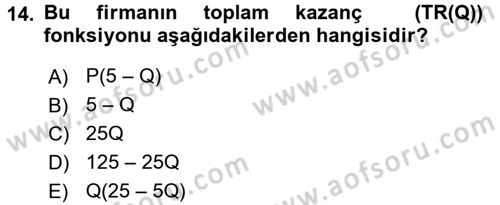 Matematiksel İktisat Dersi 2015 - 2016 Yılı Tek Ders Sınav Soruları 14. Soru
