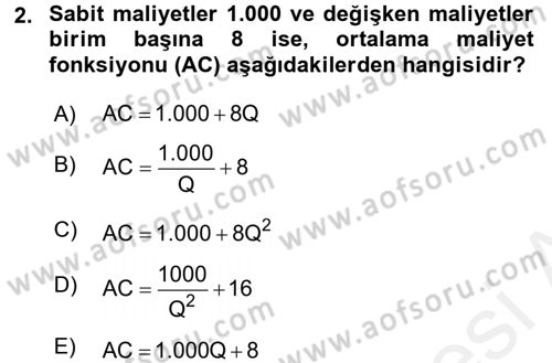 Matematiksel İktisat Dersi 2015 - 2016 Yılı Tek Ders Sınav Soruları 2. Soru