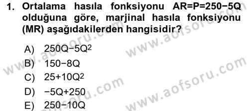 Matematiksel İktisat Dersi 2016 - 2017 Yılı 3 Ders Sınav Soruları 1. Soru