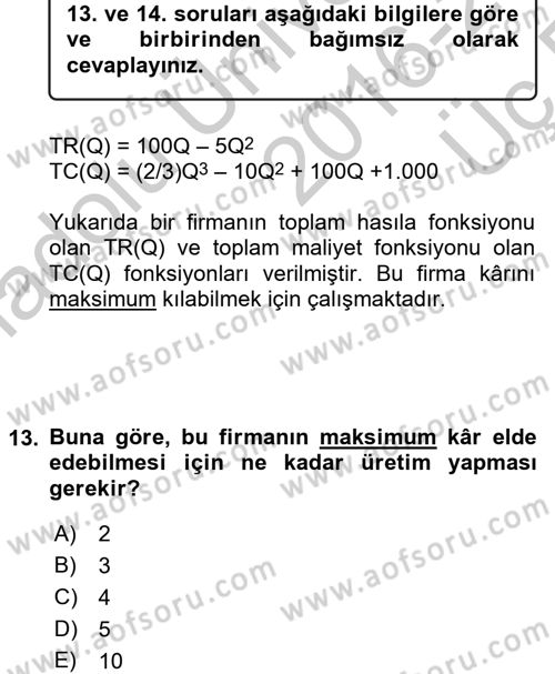 Matematiksel İktisat Dersi 2016 - 2017 Yılı 3 Ders Sınav Soruları 13. Soru