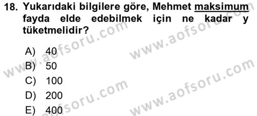 Matematiksel İktisat Dersi 2016 - 2017 Yılı 3 Ders Sınav Soruları 18. Soru