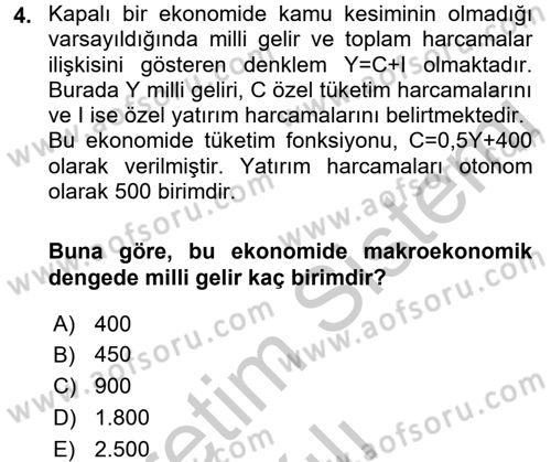 Matematiksel İktisat Dersi 2016 - 2017 Yılı 3 Ders Sınav Soruları 4. Soru