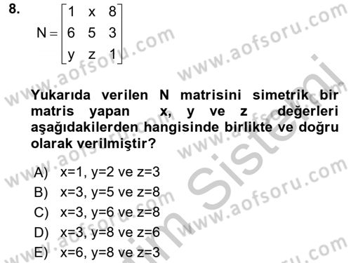 Matematiksel İktisat Dersi 2016 - 2017 Yılı 3 Ders Sınav Soruları 8. Soru